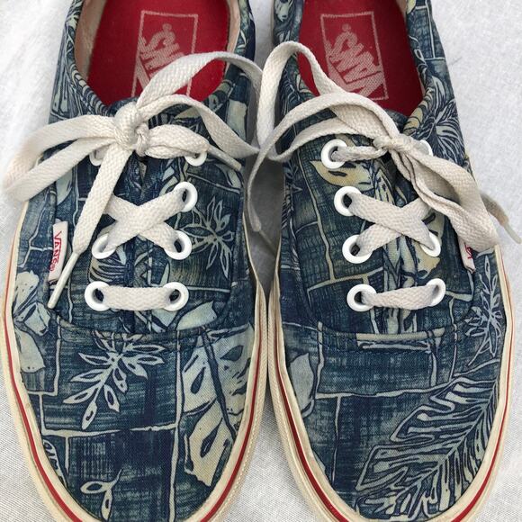 Vans Sneakers Low Top Lace Up Blue Hawaiian Surf Shop Leaf Print 7.5 - Picture 5 of 13